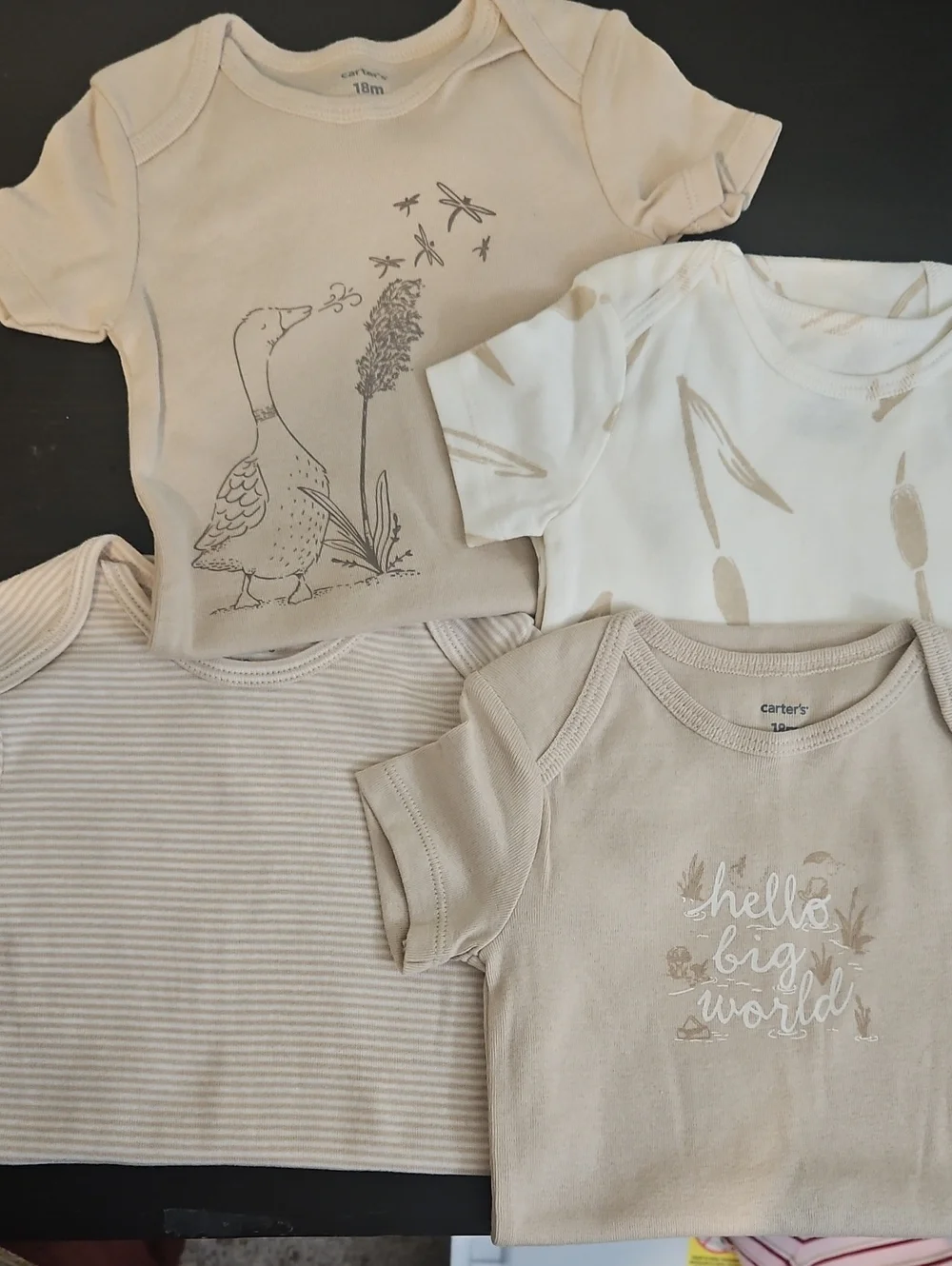 Carter's Neutral Beige & Cream Short-Sleeve Baby Tee Set